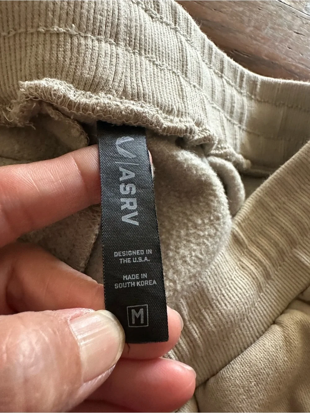 ASRV Beige Drawstring Athletic Shorts